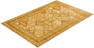 Traditional Hand Knotted Gold Area Rug 4' 3" x 6' 2"