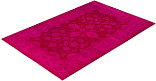 Overdyed One-of-a-Kind Wool Pink Area Rug 4' 1" x 6' 1"