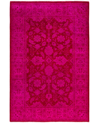 Overdyed One-of-a-Kind Wool Pink Area Rug 4' 1" x 6' 1"