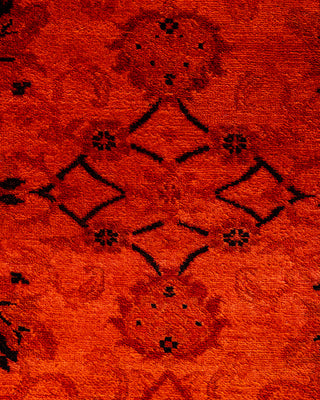 Contemporary Hand-Knotted Overdyed Orange Area Rug 4' 3" x 5' 10"
