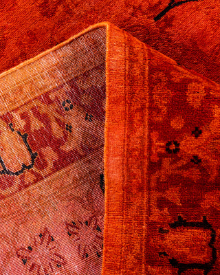 Contemporary Hand-Knotted Overdyed Orange Area Rug 4' 3" x 5' 10"