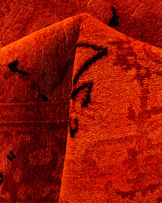 Contemporary Hand-Knotted Overdyed Orange Area Rug 4' 3" x 5' 10"