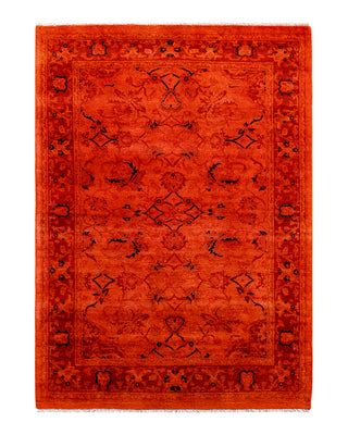 Contemporary Overyed Wool Hand Knotted Orange Area Rug 4' 3" x 5' 10"