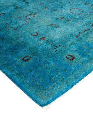 Modern Overdyed Hand Knotted Wool Blue Area Rug 4' 1" x 6' 8"