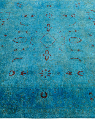 Modern Overdyed Hand Knotted Wool Blue Area Rug 4' 1" x 6' 8"