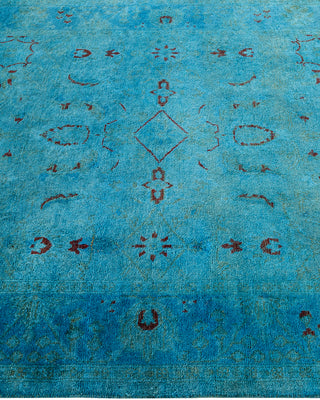 Contemporary Hand-Knotted Overdyed Blue Area Rug 4' 1" x 6' 8"