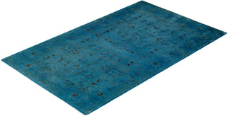 Modern Overdyed Hand Knotted Wool Blue Area Rug 4' 1" x 6' 8"