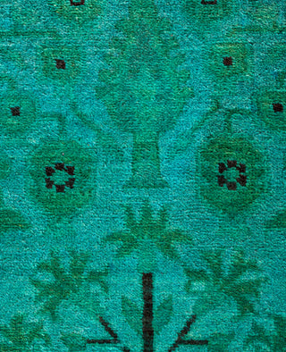 Contemporary Overdyed Wool Hand Knotted Green Area Rug 4' 2" x 6' 3"