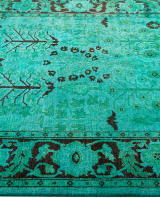 Contemporary Overdyed Wool Hand Knotted Green Area Rug 4' 2" x 6' 3"