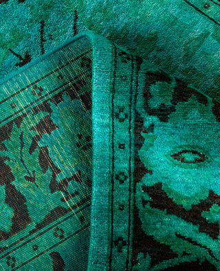 Contemporary Overdyed Wool Hand Knotted Green Area Rug 4' 2" x 6' 3"