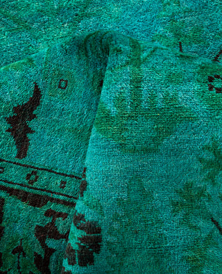 Contemporary Overdyed Wool Hand Knotted Green Area Rug 4' 2" x 6' 3"
