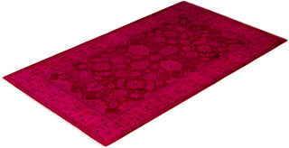 Contemporary Overdyed Wool Hand Knotted Red Area Rug 3' 0" x 5' 2"