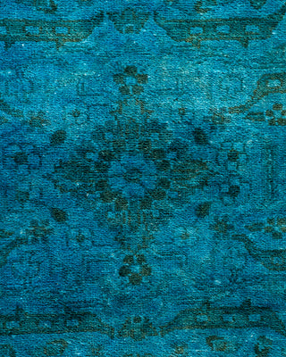Contemporary Hand-Knotted Overdyed Blue Runner 2' 8" x 10' 4"
