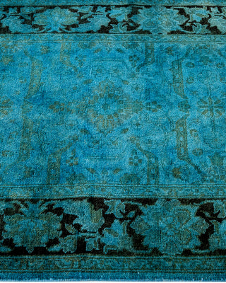 Modern Overdyed Hand Knotted Wool Blue Runner 2' 8" x 10' 4"