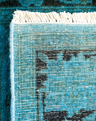 Contemporary Hand-Knotted Overdyed Blue Runner 2' 8" x 10' 4"