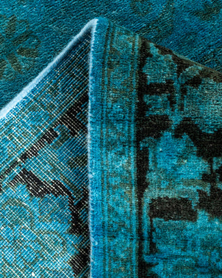 Contemporary Hand-Knotted Overdyed Blue Runner 2' 8" x 10' 4"