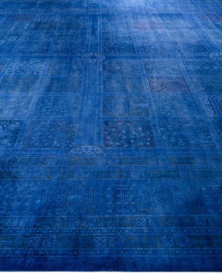 Overdyed One-of-a-Kind Wool Blue Area Rug 12' 4" x 18' 0"