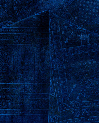 Overdyed One-of-a-Kind Wool Blue Area Rug 12' 4" x 18' 0"