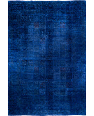 Overdyed One-of-a-Kind Wool Blue Area Rug 12' 4" x 18' 0"