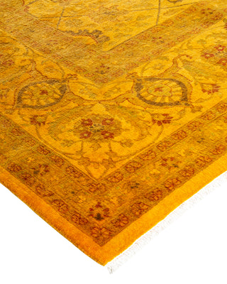Modern Overdyed Hand Knotted Wool Yellow Area Rug 8' 2" x 10' 3"