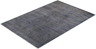 Modern Overdyed Hand Knotted Wool Gray Area Rug 4' 2" x 6' 2"