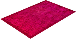 Contemporary Overyed Wool Hand Knotted Pink Area Rug 4' 2" x 6' 1"