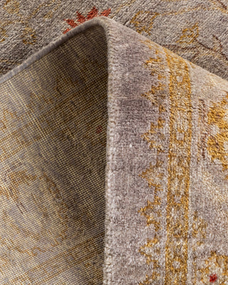 Contemporary Hand Knotted Overdyed Gray Runner 2' 8" x 12' 0"