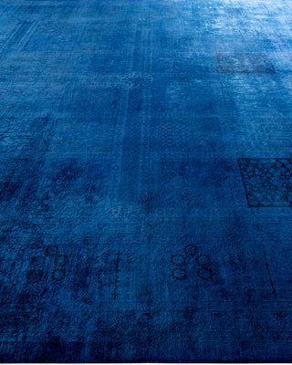 Contemporary Hand-Knotted Overdyed Blue Area Rug 10' 2" x 13' 6"