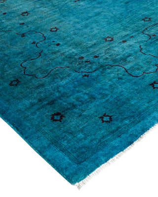 Modern Overdyed Hand Knotted Wool Blue Area Rug 10' 1" x 17' 10"