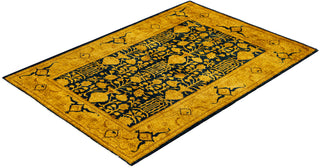 Overdyed Hand-Knotted Wool Modern-Contemporary Yellow Area Rug 4' 2" x 5' 10"