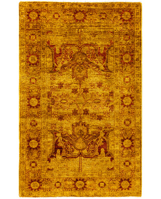 Overdyed Hand-Knotted Wool Modern-Contemporary Gold Area Rug 3' 1" x 4' 10"