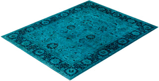 Modern Overdyed Hand Knotted Wool Blue Area Rug 8' 1" x 10' 4"