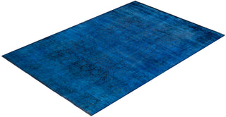 Contemporary Fine Vibrance Blue Wool Area Rug - 6' 1" x 8' 10"