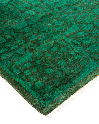 Modern Overdyed Hand Knotted Wool Green Square Area Rug 5' 1" x 5' 1"