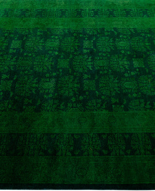Contemporary Overdyed Wool Hand Knotted Green Area Rug 4' 1" x 12' 1"