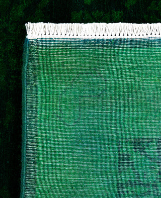 Contemporary Overdyed Wool Hand Knotted Green Area Rug 4' 1" x 12' 1"