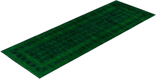 Contemporary Overdyed Wool Hand Knotted Green Area Rug 4' 1" x 12' 1"