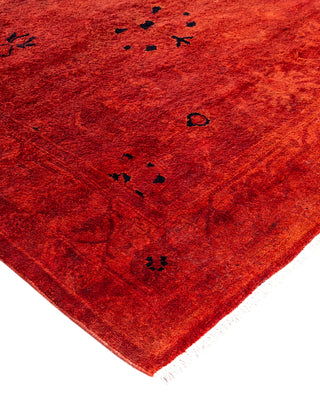 Contemporary Hand-Knotted Overdyed Orange Runner 3' 0" x 24' 5"