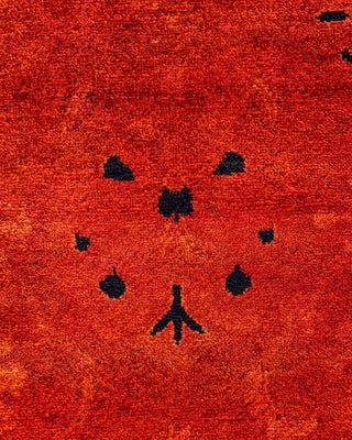 Contemporary Hand-Knotted Overdyed Orange Runner 3' 0" x 24' 5"