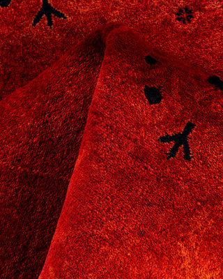 Contemporary Hand-Knotted Overdyed Orange Runner 3' 0" x 24' 5"