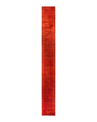 Contemporary Overyed Wool Hand Knotted Orange Runner 3' 0" x 24' 5"