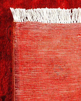 Contemporary Hand-Knotted Overdyed Red Runner 3' 1" x 15' 7"