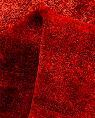 Contemporary Hand-Knotted Overdyed Red Runner 3' 1" x 15' 7"
