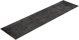 Contemporary Overdyed Wool Hand Knotted Gray Runner 3' 0" x 11' 10"