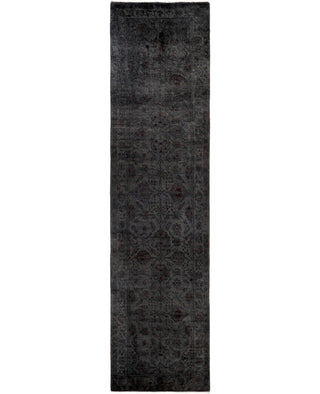 Contemporary Overdyed Wool Hand Knotted Gray Runner 3' 0" x 11' 10"