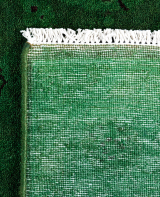 Contemporary Overdyed Wool Hand Knotted Green Runner 3' 1" x 13' 0"