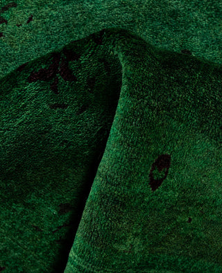 Contemporary Overdyed Wool Hand Knotted Green Runner 3' 1" x 13' 0"