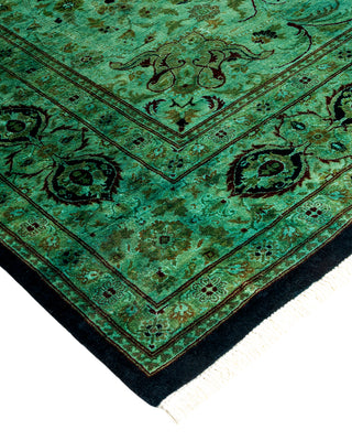 Modern Overdyed Hand Knotted Wool Green Area Rug 6' 0" x 8' 9"