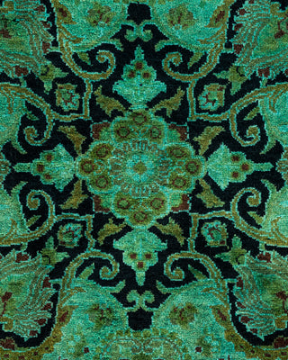 Contemporary Hand-Knotted Overdyed Green Area Rug 6' 0" x 8' 9"