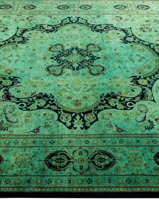 Modern Overdyed Hand Knotted Wool Green Area Rug 6' 0" x 8' 9"